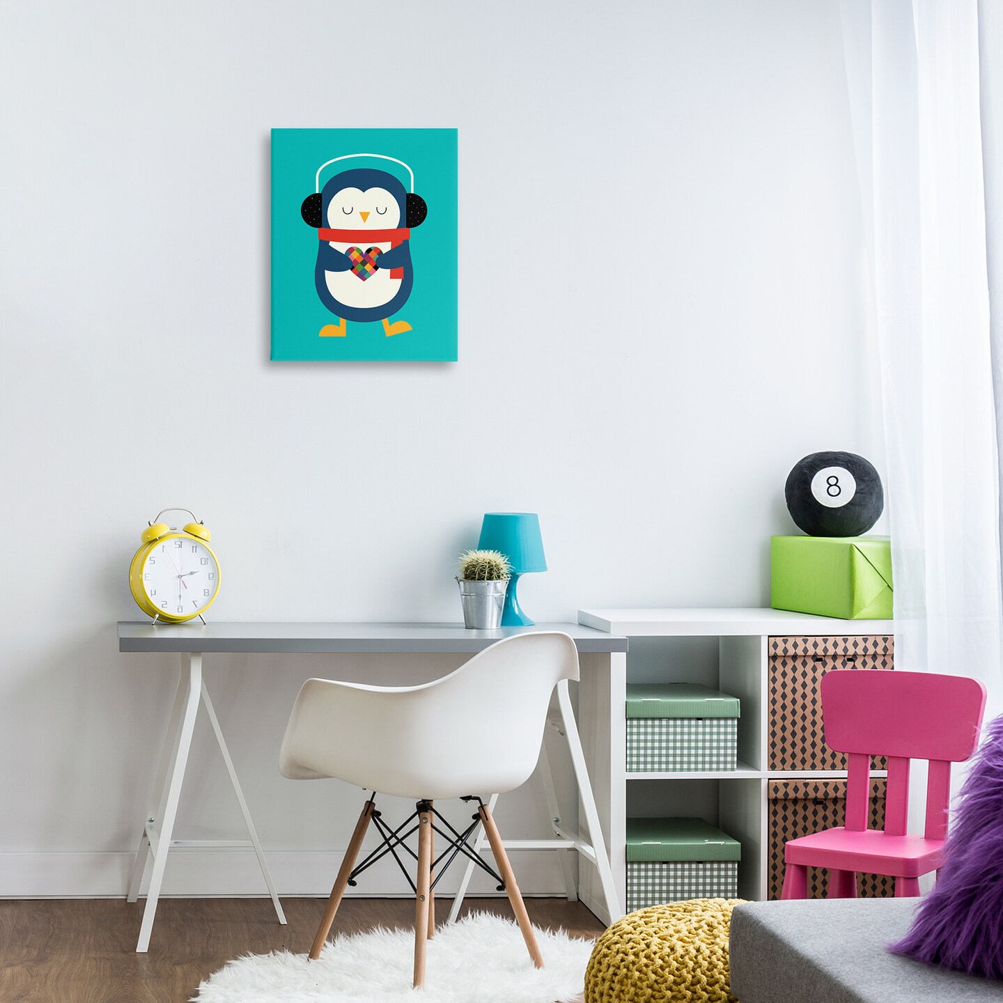 Stupell Industries Penguin with Geometric Heart Canvas By Andy Westface