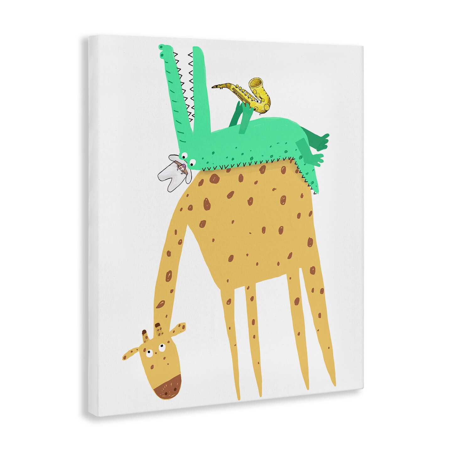Stupell Industries Wild Animals with Saxophone Canvas By Carla Daly