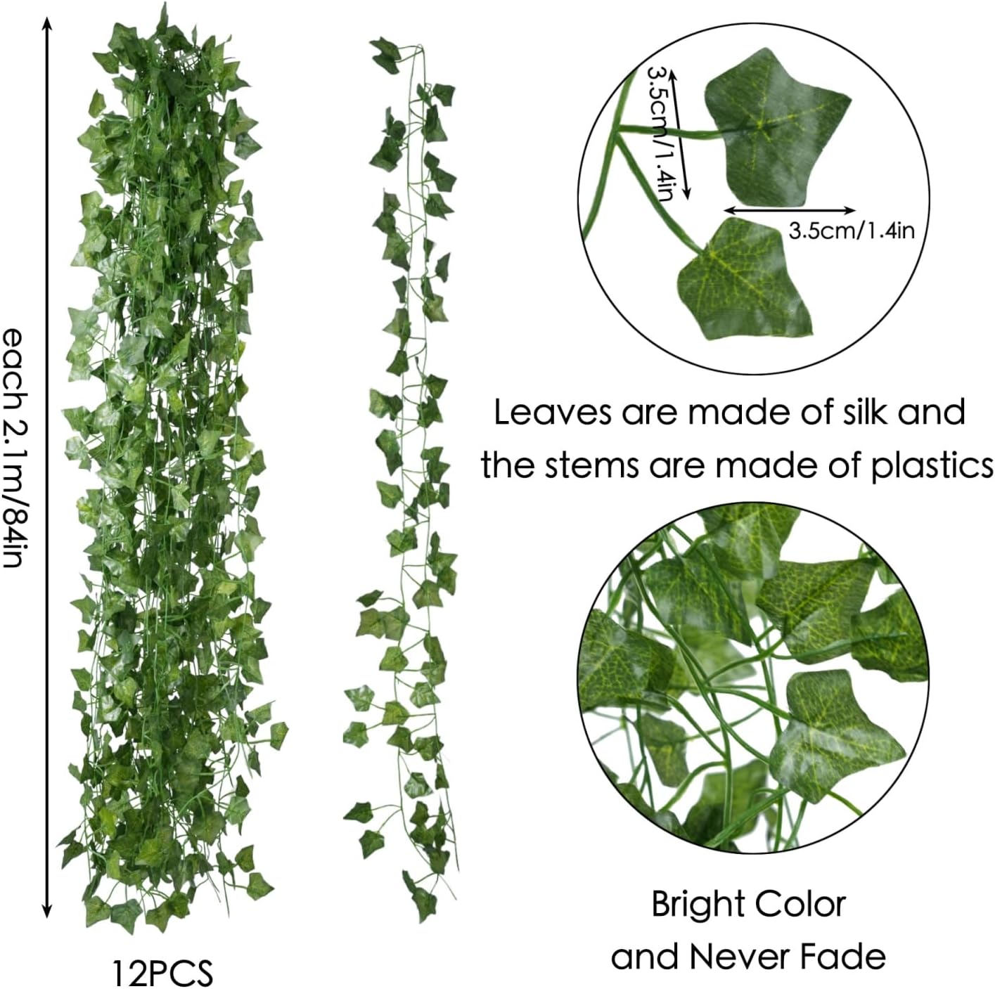 Fake Vines for Room Decor(24Pack168Ft) Aesthetic Artificial Plant Ivy Leaves