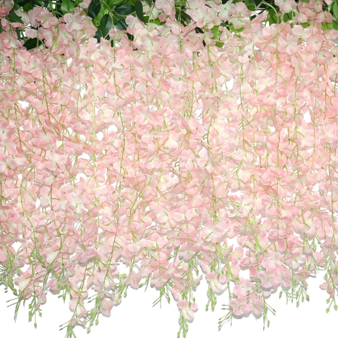 60 Branches Wisteria Hanging Flowers, Artificial Pink Wisteria Flowers Garland for Wedding Arch
