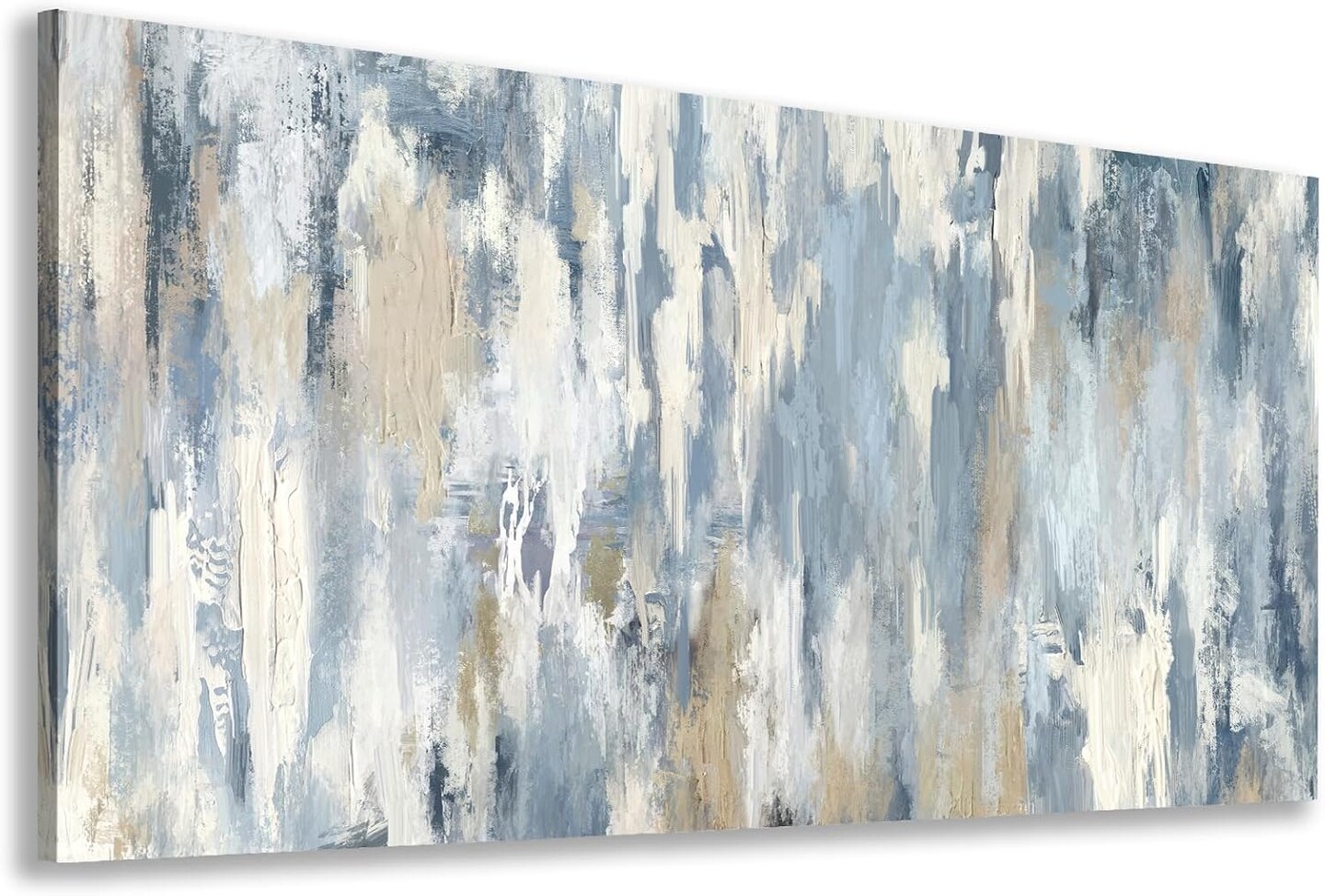 Large Abstract Wall Art - Gray Blue Beige Canvas Pictures for Living Room Contemporary Painting Prints Decor Modern Graffiti Artwork Wall Art for Bedroom Home Office Decoration 20" X 40"