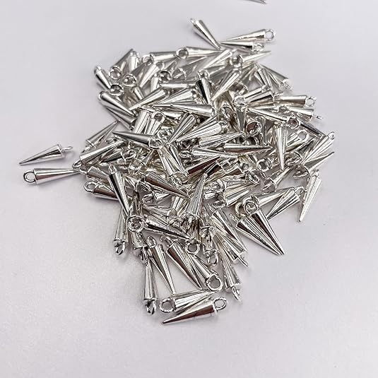 Skull Charms Silver Plated Goth Cone Pendants Bulk for Jewellry Making