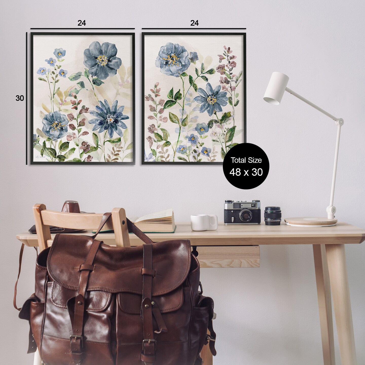 Stupell Industries Blushing Blue Flowers 2pc Framed Giclee Set By Sally Swatland