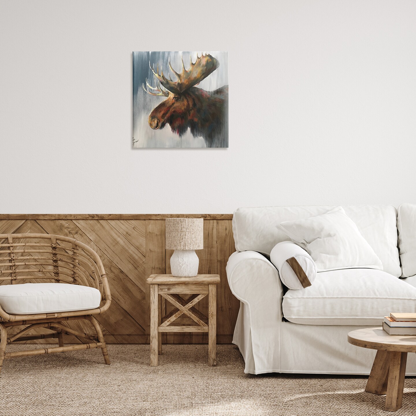 Stupell Industries Samuel Modern Moose Painting Canvas By Linda Sperruzzi