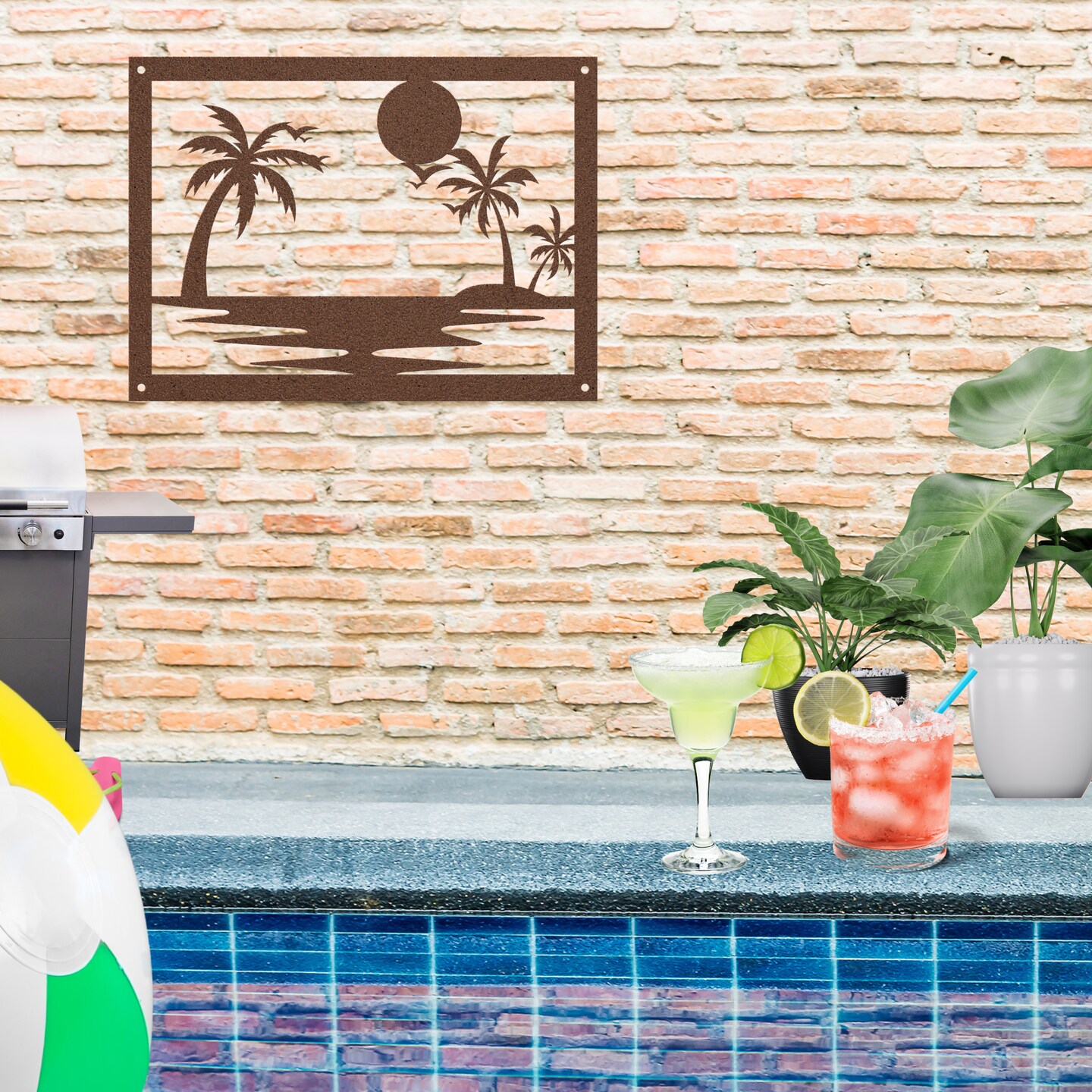 Tropical Wall Art Metal Sign Poolside Hanging Decor Exterior Laser Cut  Metal Wall Art Decorative Beach House Patio Steel Outdoor Decoration |  MakerPlace by Michaels, image size:1080x1080