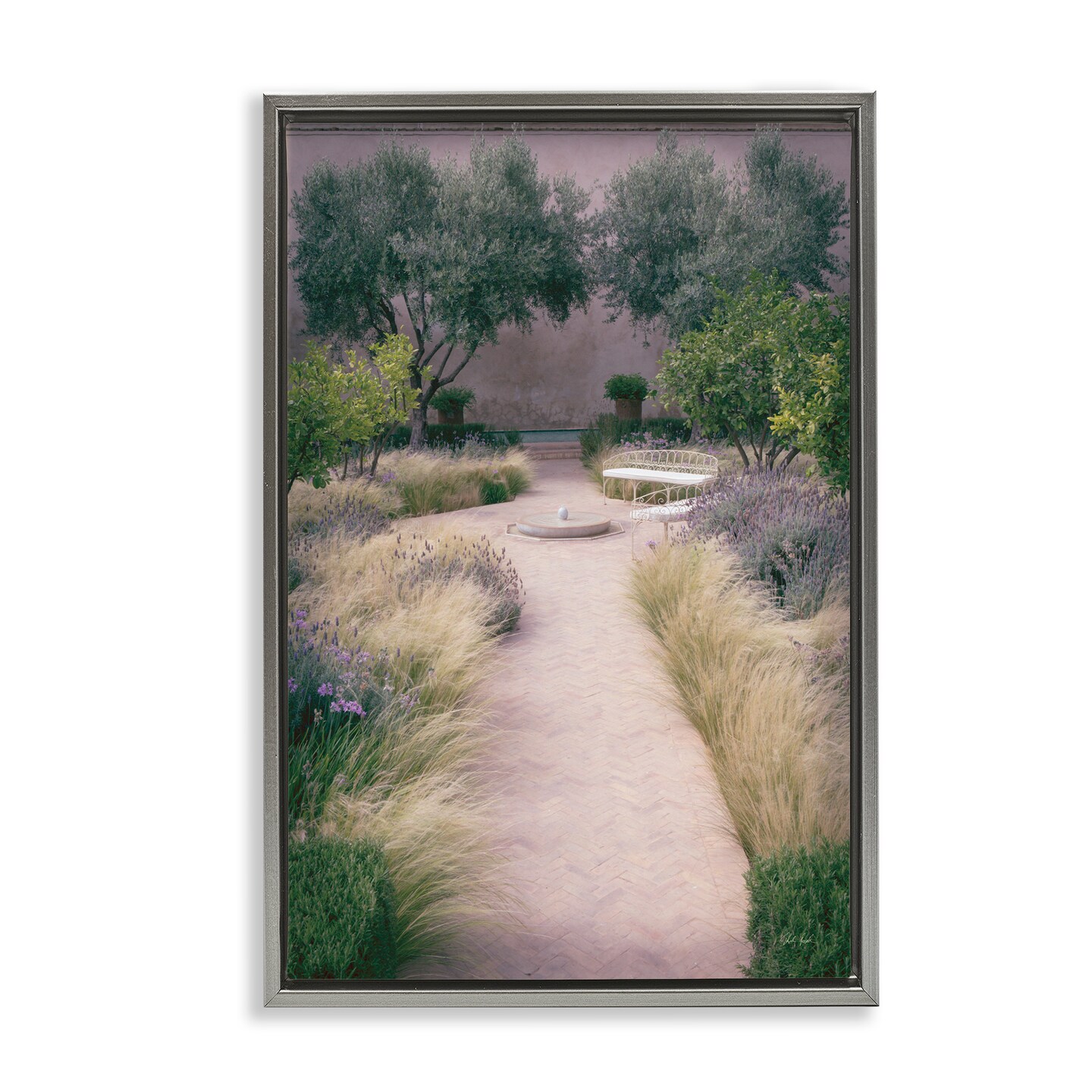 Stupell Industries Rounded Garden Path Bench Floating Frame By Deborah Revell