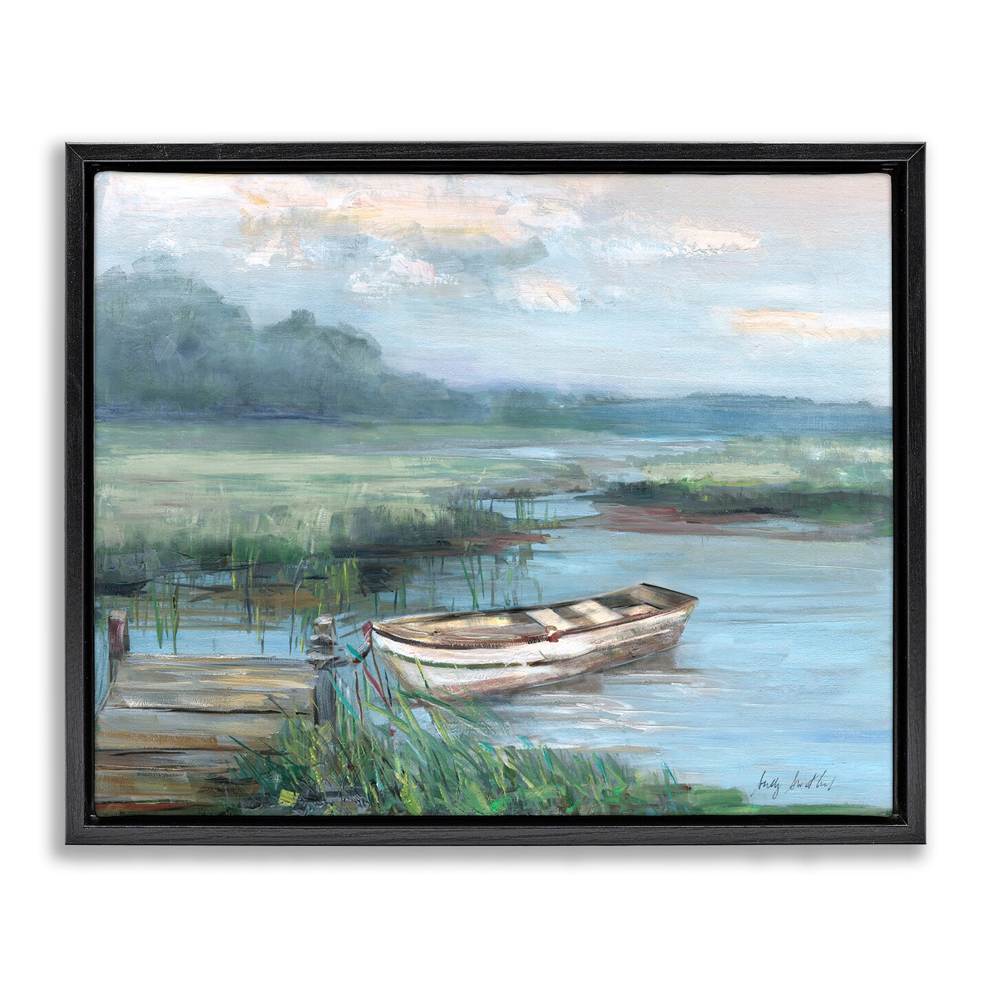 Stupell Industries Docked Rowboat at Lake's Edge Floating Frame By ...