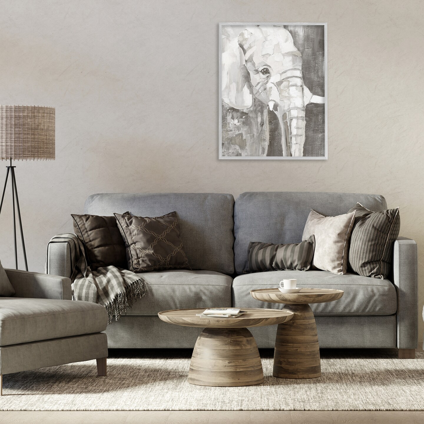 Stupell Industries Rustic Abstract Elephant Framed Giclee By Nan