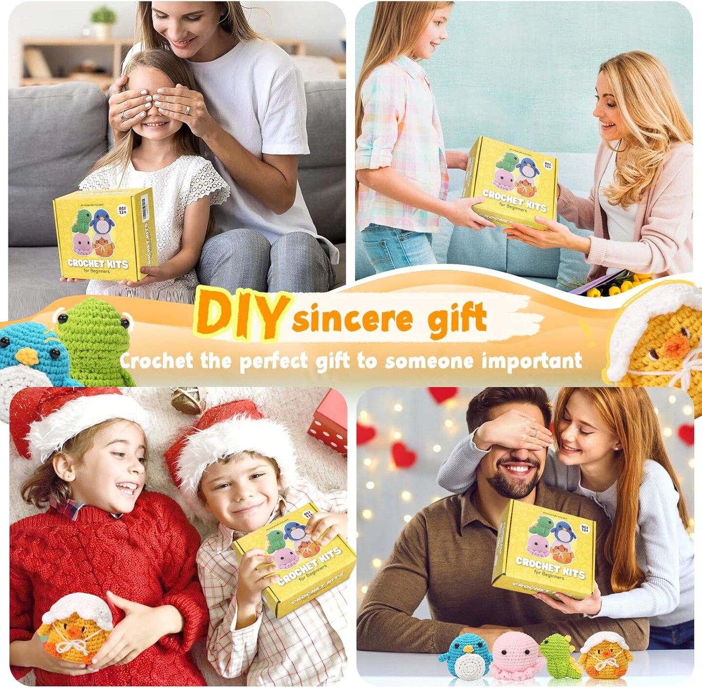Crochet Kits for Beginners - 4 Cute Patterns with Extra Yarn