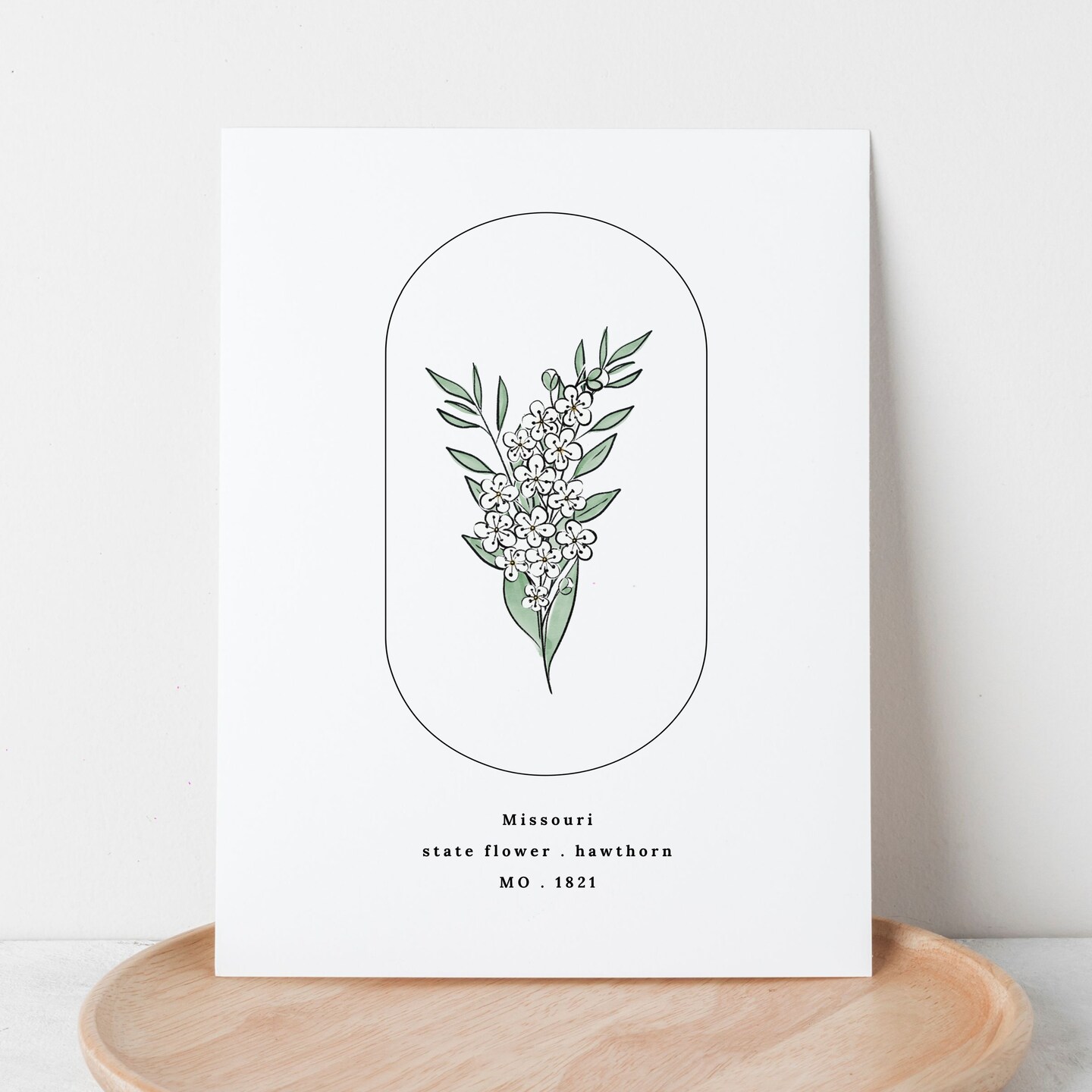 Missouri Hawthorn State Flower Print | Unframed American