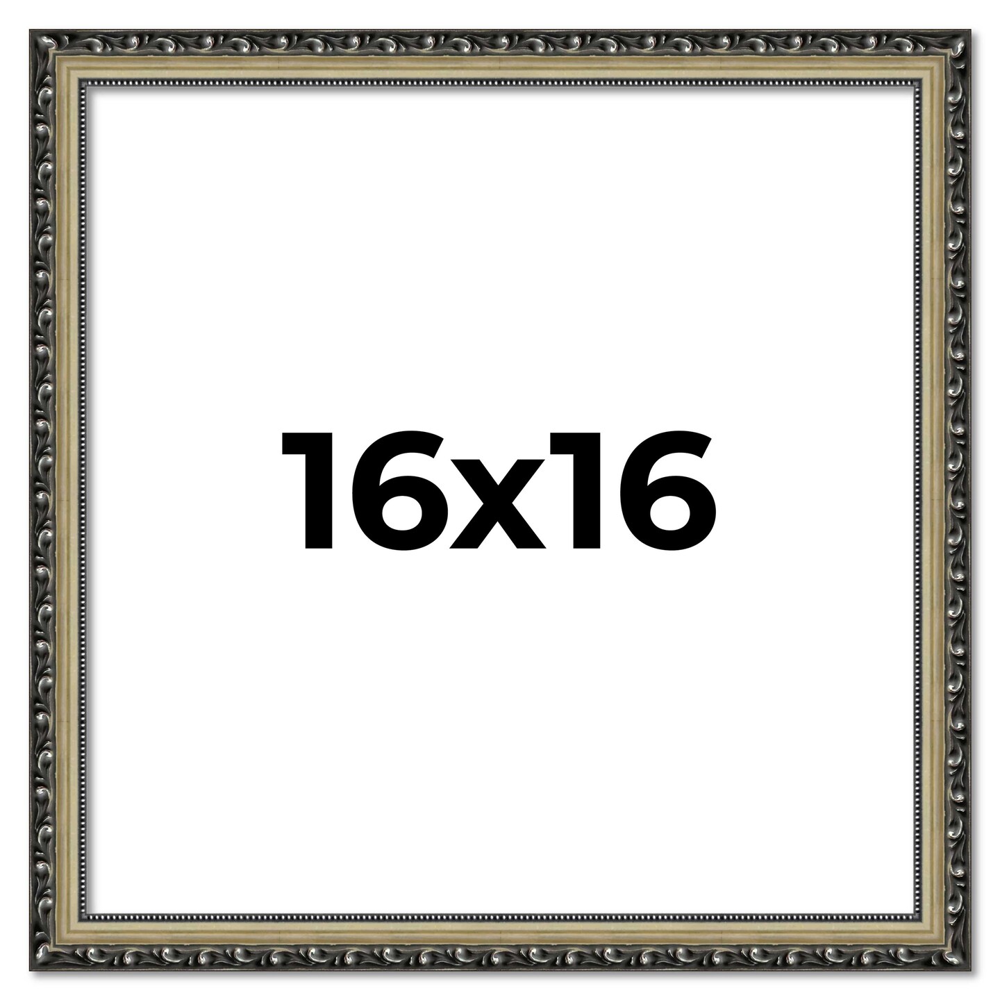 16x16 Silver Wood Picture Frame - UV Acrylic, Foam Board Backing, Hanging Hardware