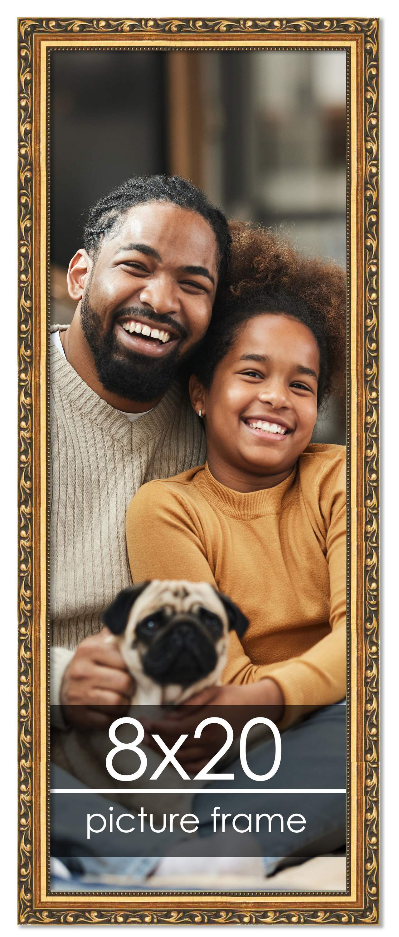 8x20 Museum-Quality Picture Frame with UV-Resistant Acrylic &#x26; Acid-Free Backing, Available in 4 Finishes - Gold, Silver, Bronze, and Black