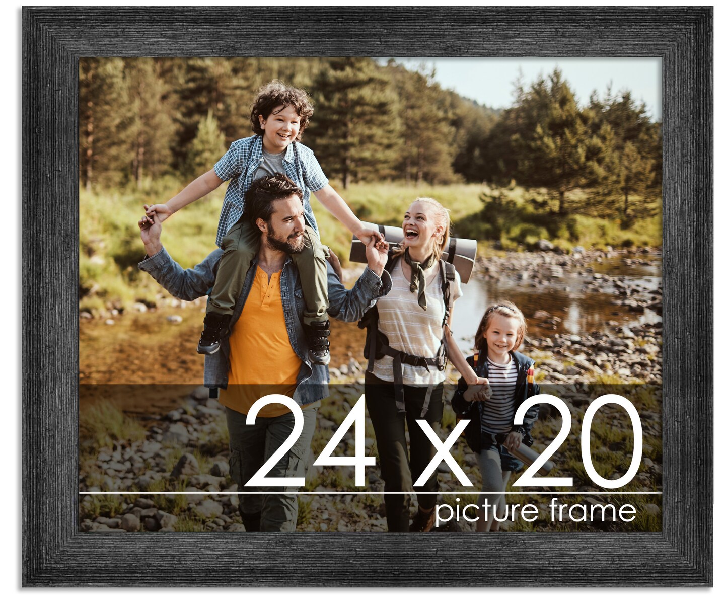 24x20 Wide Barnwood Picture Frame with UV-Resistant Acrylic &#x26; Acid Free Backing, Available in 6 Paint Finishes - Grey, Brown, White, and Black
