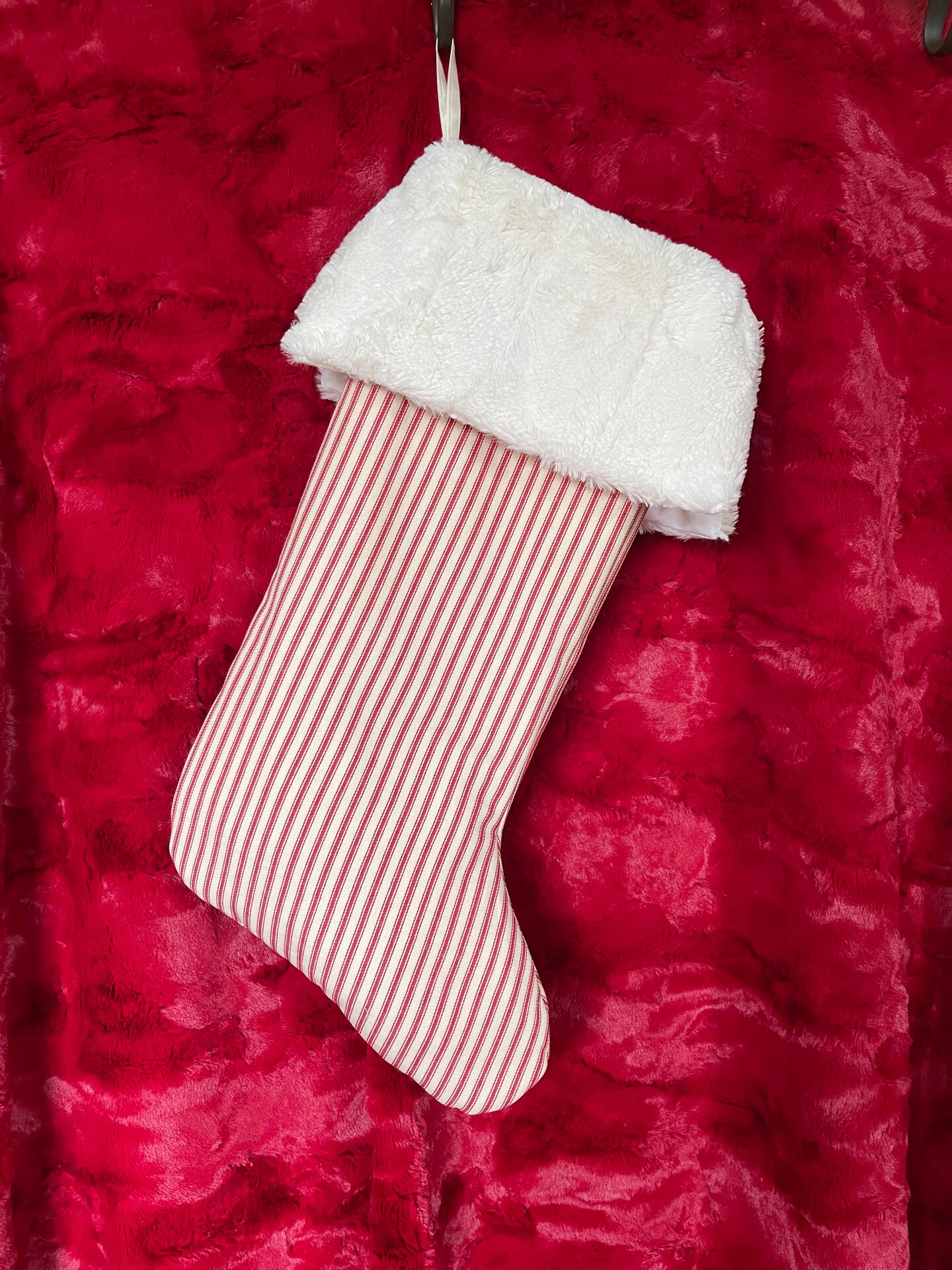 Red and White Candy Stripe Christmas Stockings with Personalized Touch - image8