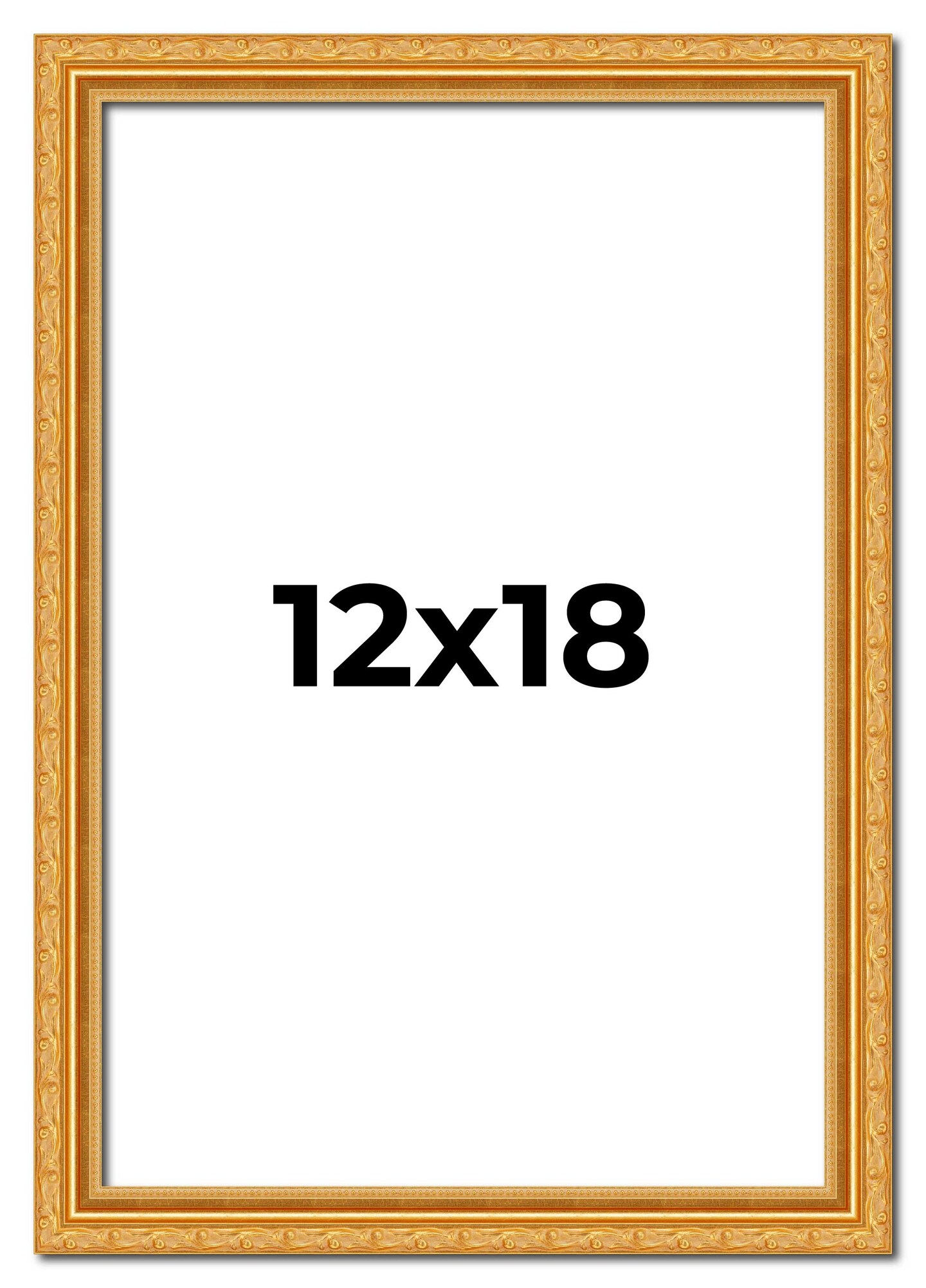 12x18 Solid Wood Antique Picture Frame with UV-Resistant Acrylic &#x26; Acid-Free Backing, Available in 4 Finishes: Bronze, Gold, Silver, and Gold with Black