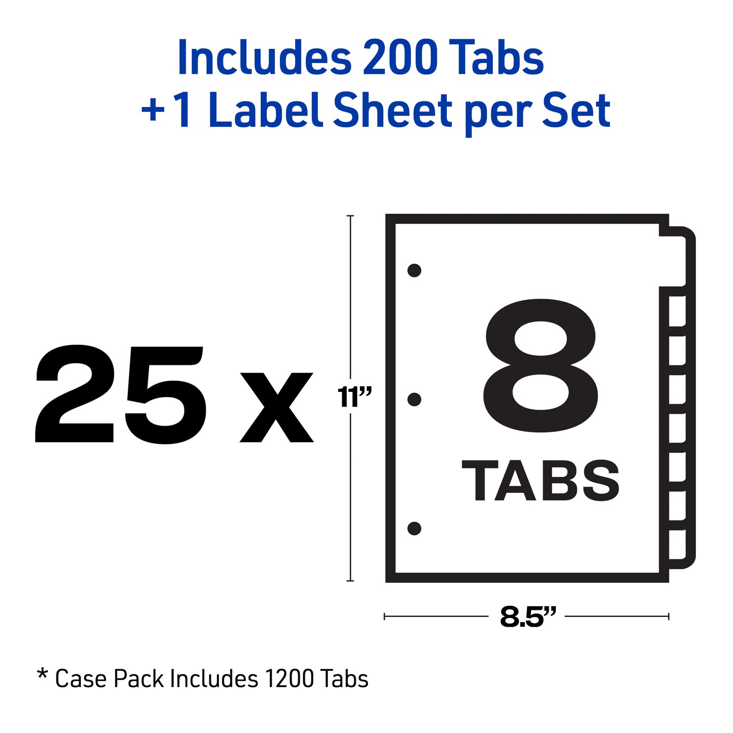 Avery 8 Tab Dividers for 3 Ring Binder, Easy Print & Apply Clear Label Strip, Index Maker Customizable White Tabs, 25 Sets (11447)