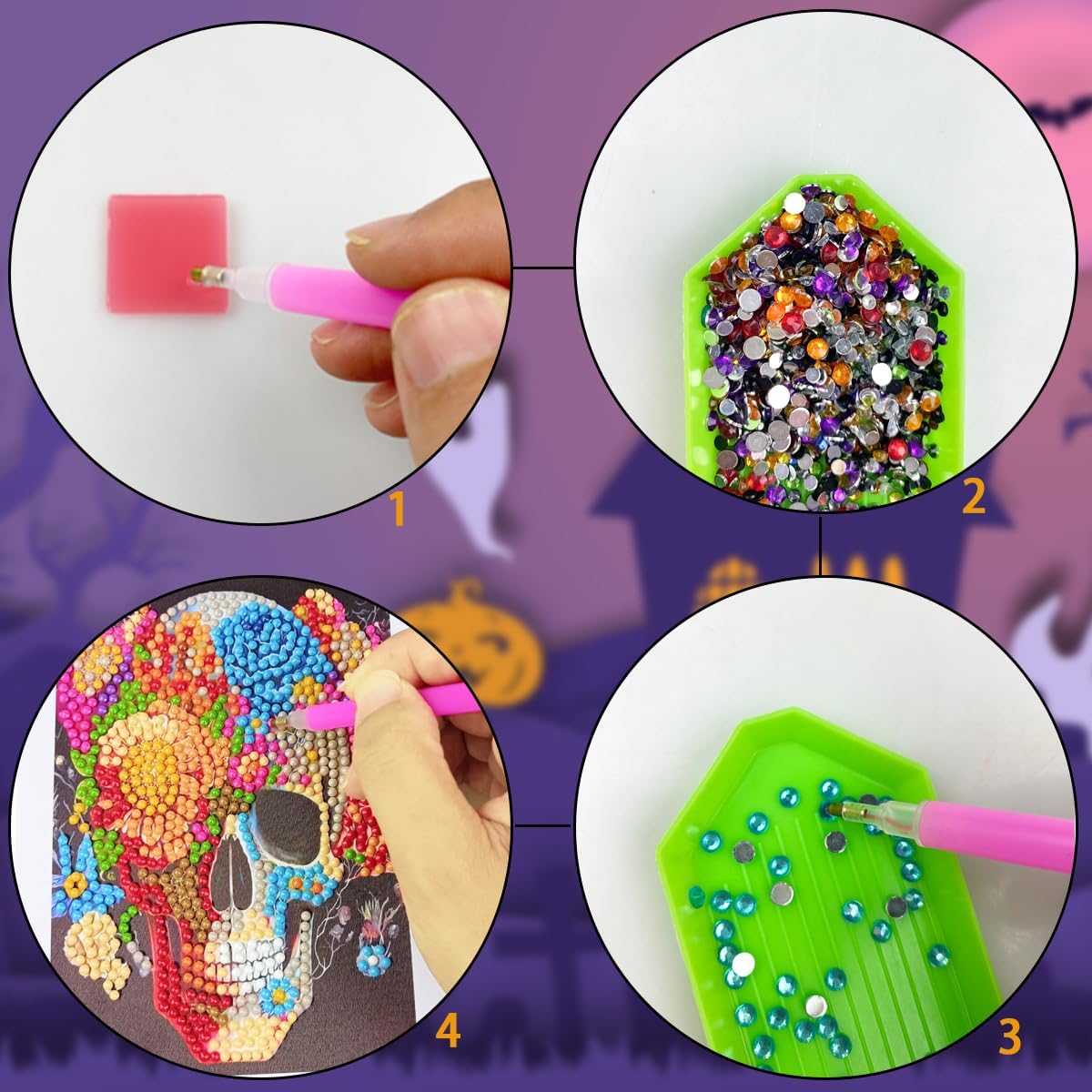 5D Diamond Painting for Adult, Halloween Diamond Art Gem by Number Kits Arts