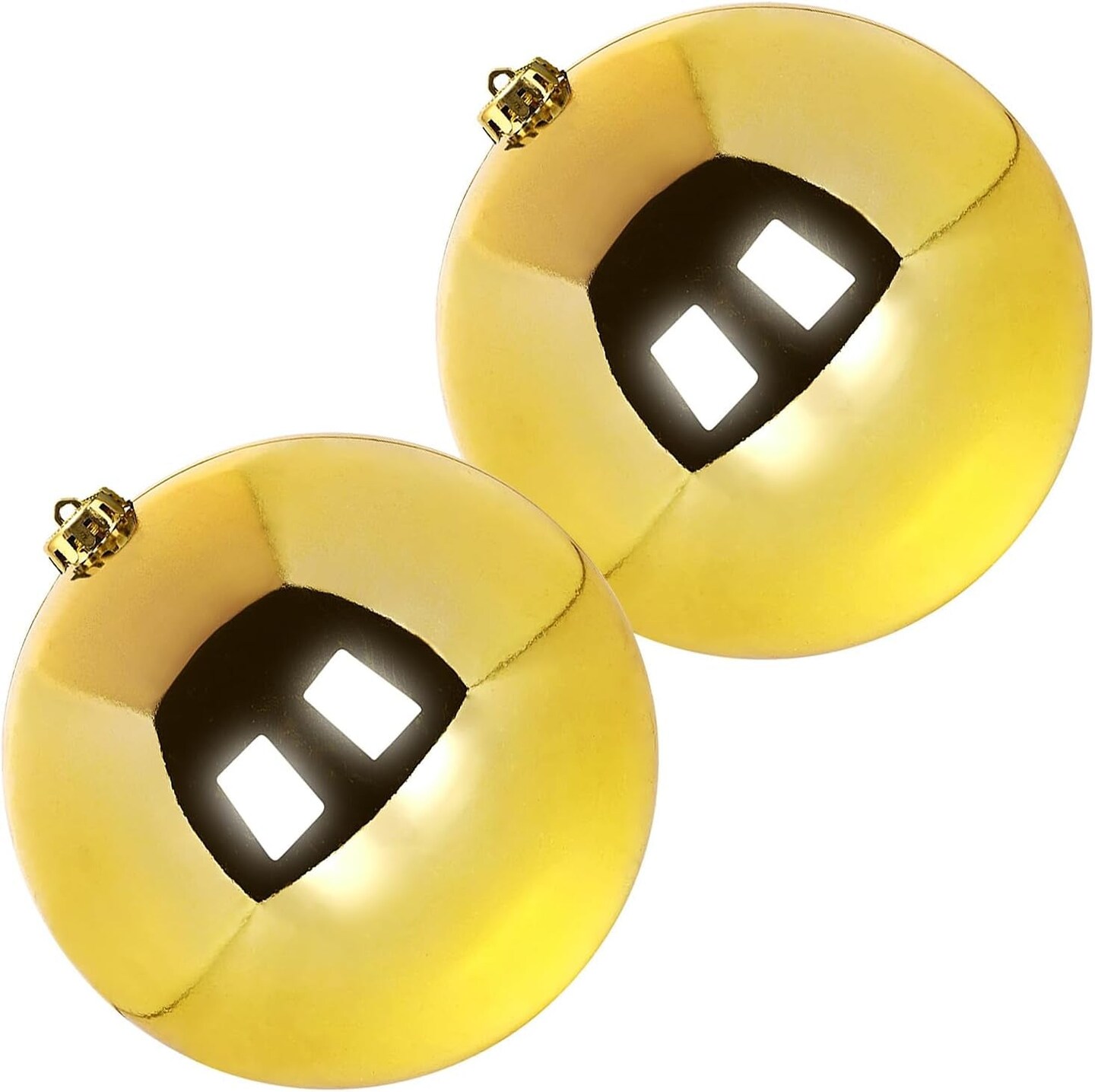 Extra Large Size Outdoor Christmas Ornaments, Oversized Huge Big Shatterproof Xmas Christmas Plastic Balls for outside Lawn Yard Tree Hanging Decorations (8"/200Mm, Gold, 2 Packs)