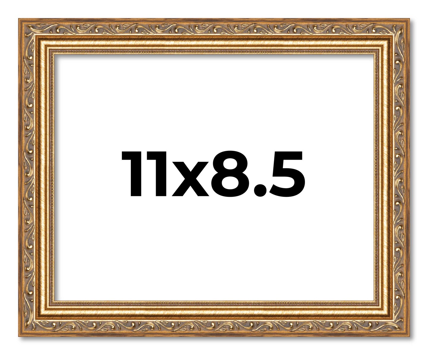 11x8.5 Solid Wood Antique Picture Frame with UV-Resistant Acrylic & Acid-Free Backing, Available in 4 Finishes: Bronze, Gold, Silver, and Gold with Black