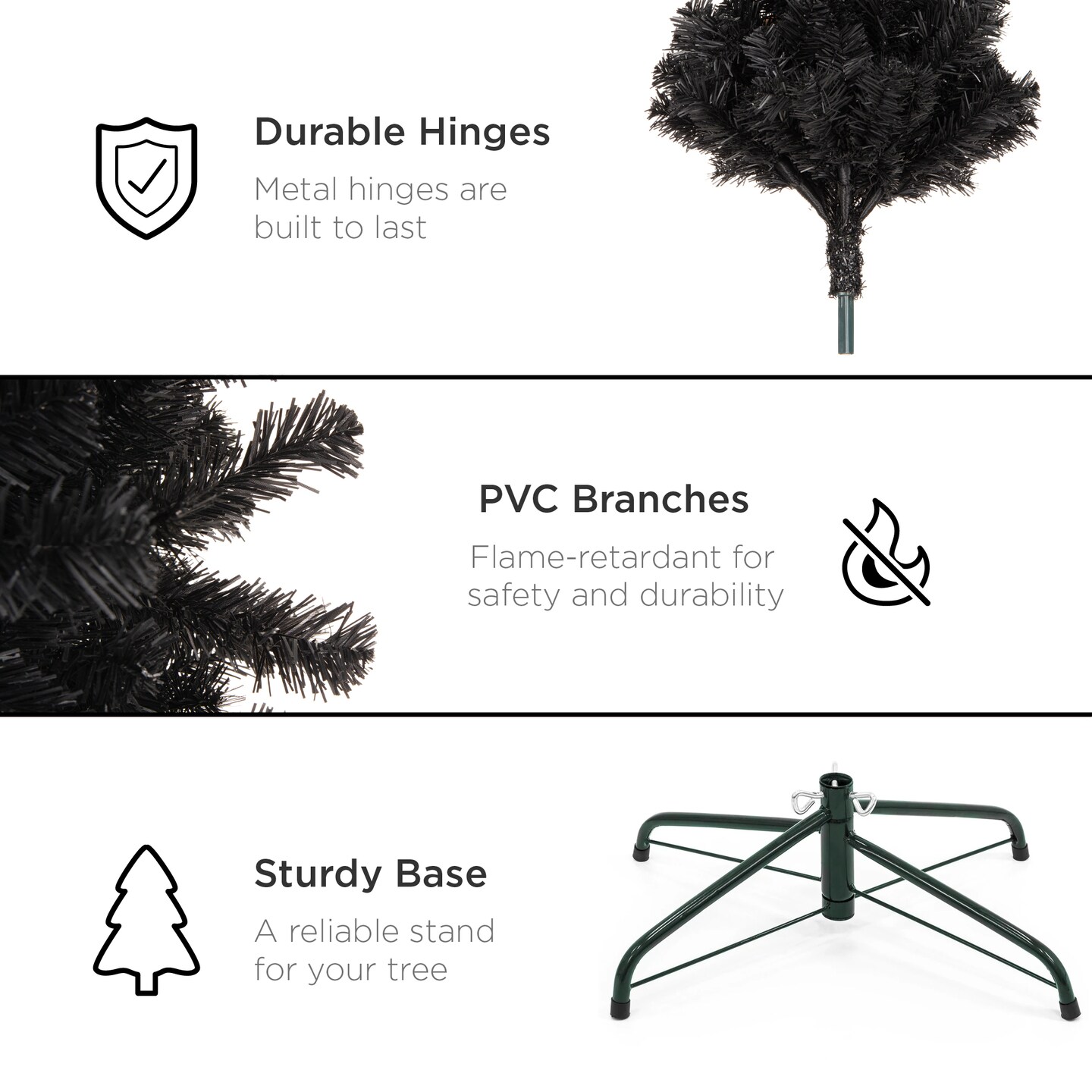 Best Choice Products Black Artificial Holiday Christmas Pencil Tree w/ Metal Base