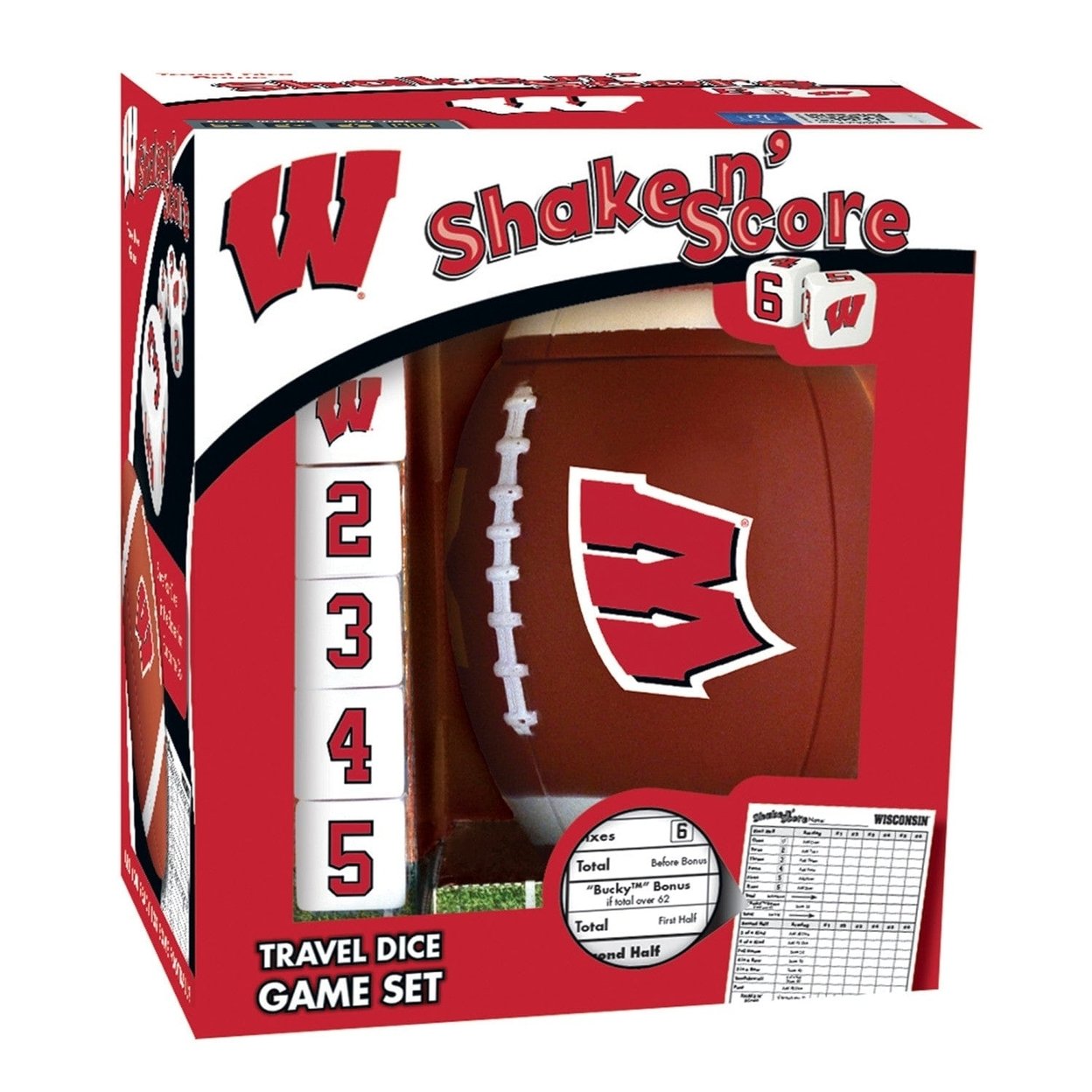 Wisconsin Badgers Shake N Score Dice Game Ncaa Travel Game For Fans