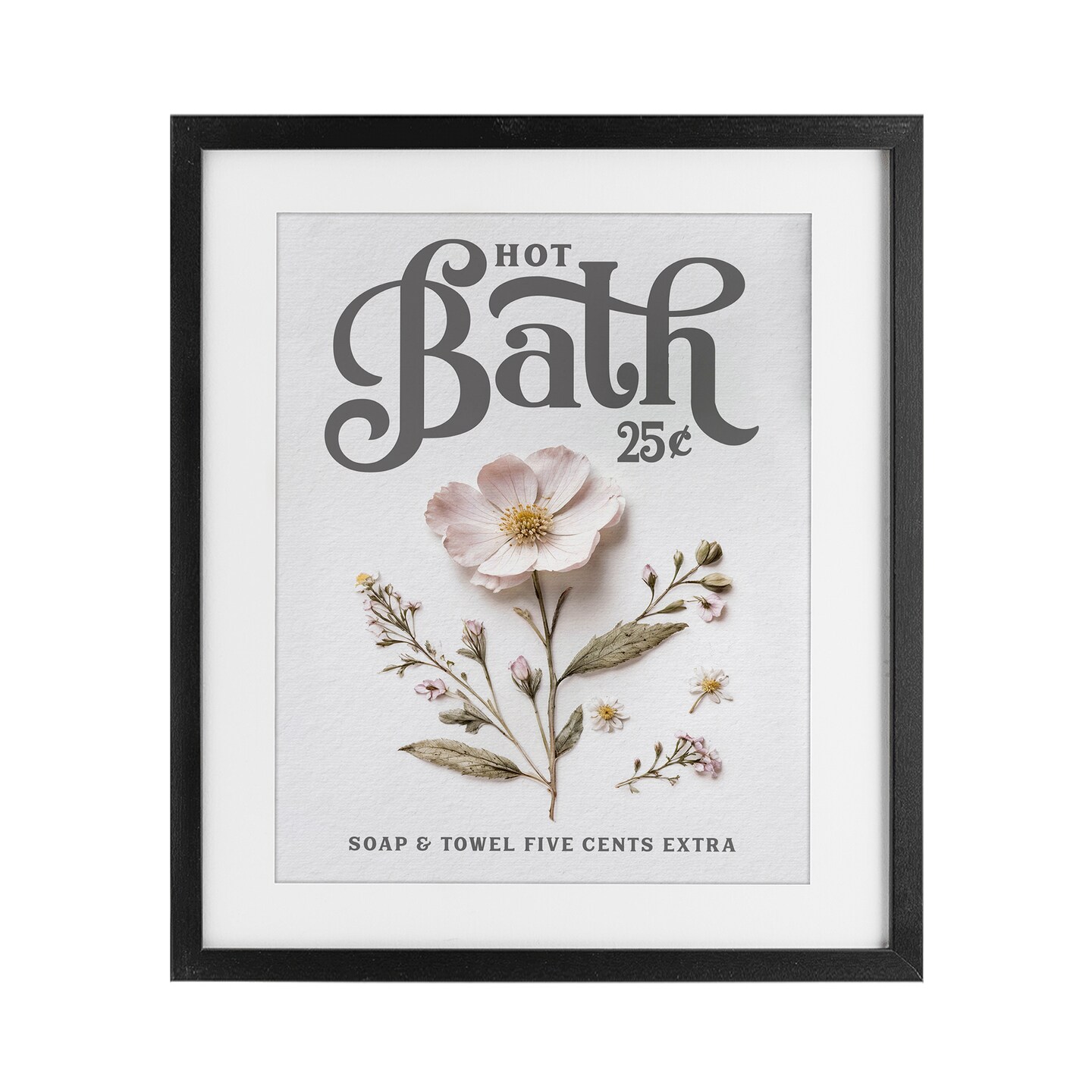 Stupell Industries Pressed Flower Vintage Bath Framed Print Under Glass, design by Lettered and Lined