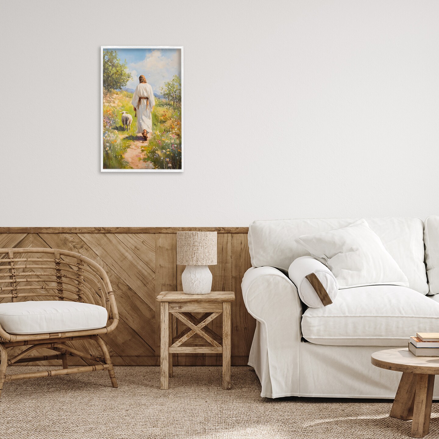 Stupell Industries Jesus Leaving the Sheep Framed Giclee, design by LSR Design Studio