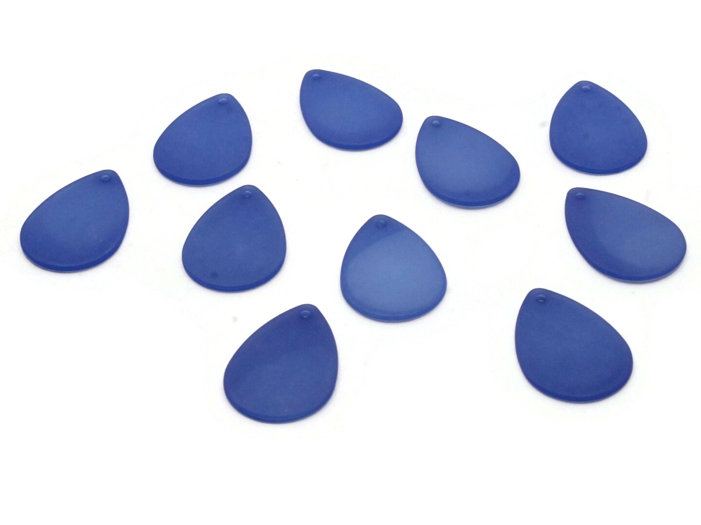 10 25mm Flat Teardrop Raindrop Frosted Blue Lucite Plastic Beads