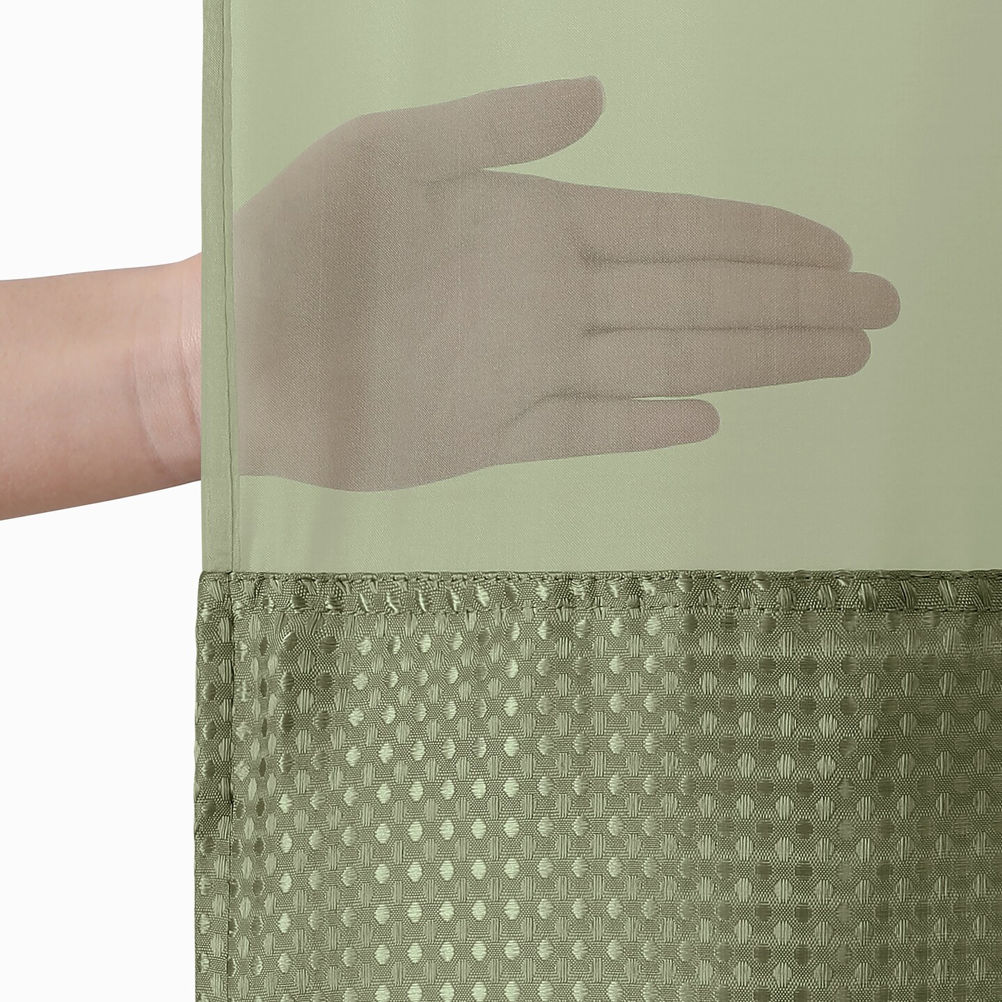 Americanflat 72x75 Hookless Waffle Pattern Shower Curtain - Water-Resistant Long Shower Curtain with Sheer Panel, Snap-In Liner, and Grommets