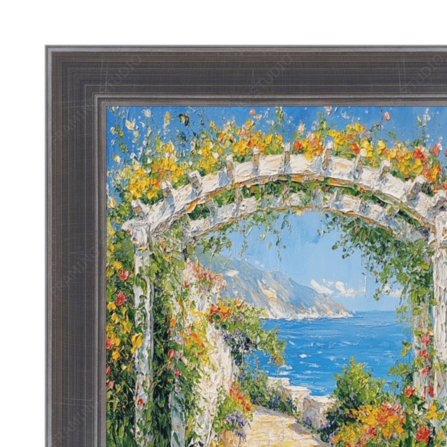 Silver Gunmetal Pewter Scoop Picture Frame 13x17 frame