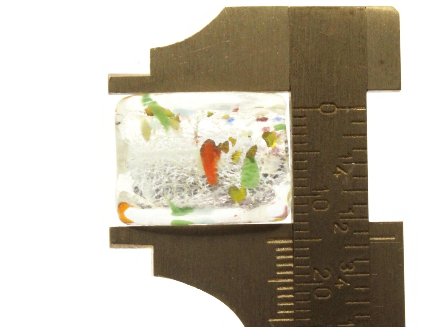 5 20mm Clear Speckled Rectangle Flat Rectangle Lampwork Glass Beads