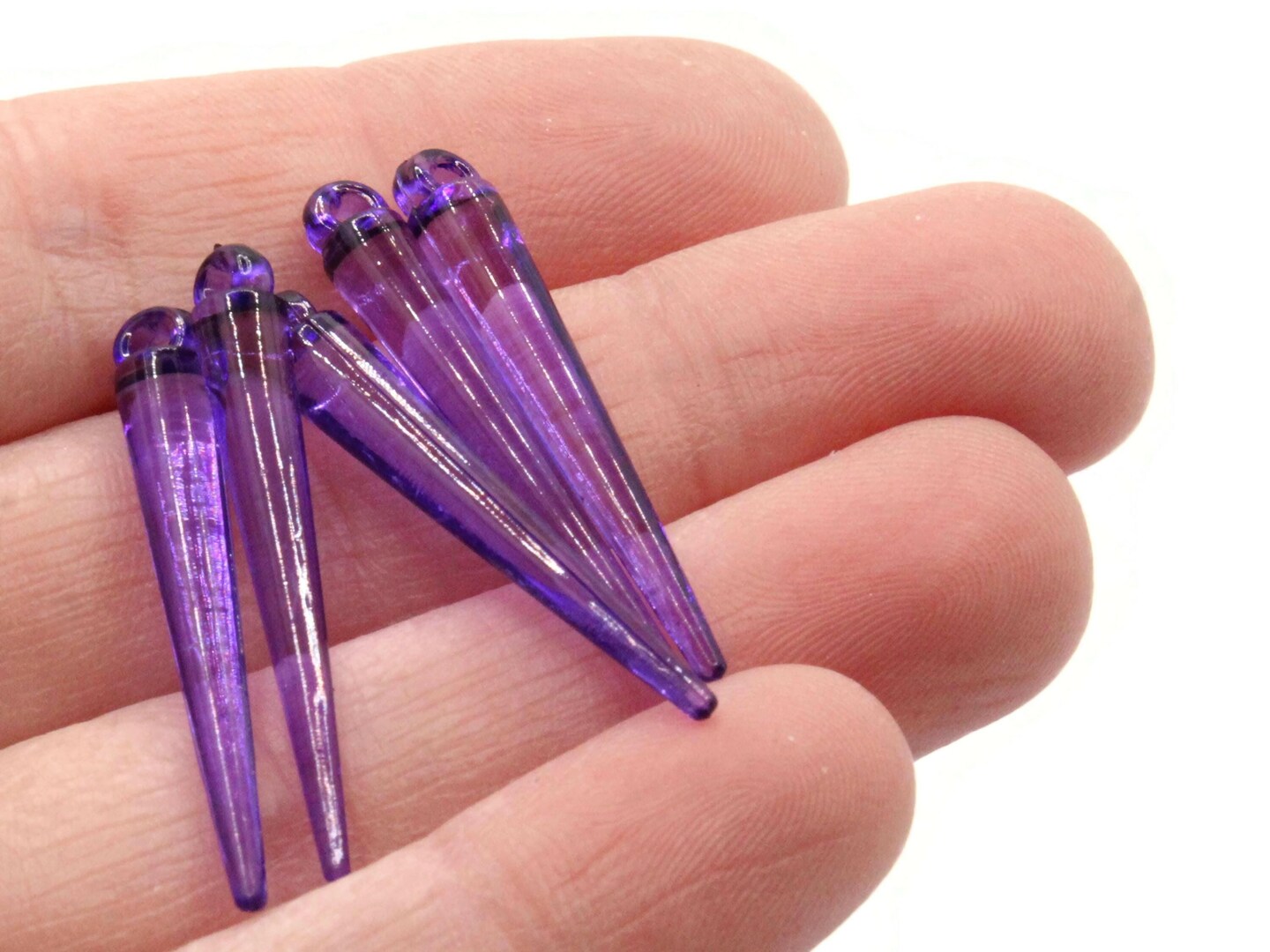 40 32mm Purple Spike Charms Acrylic Beads