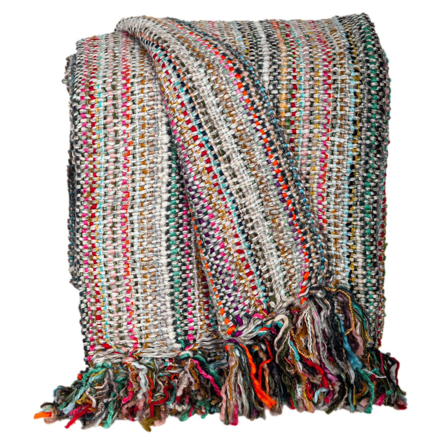 Nassau Collection Variegated Throw Blanket with Tassels - 50&#x22; x 60&#x22; - Multi-Color