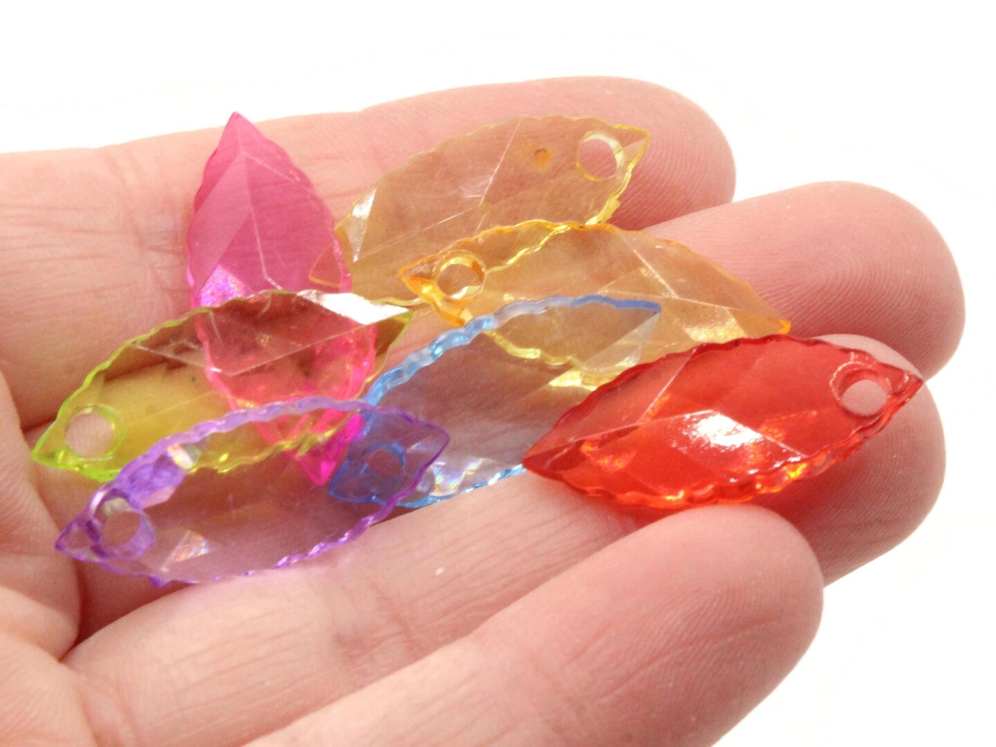 40 25mm Mixed Color Clear Acrylic Flat Marquise Beads