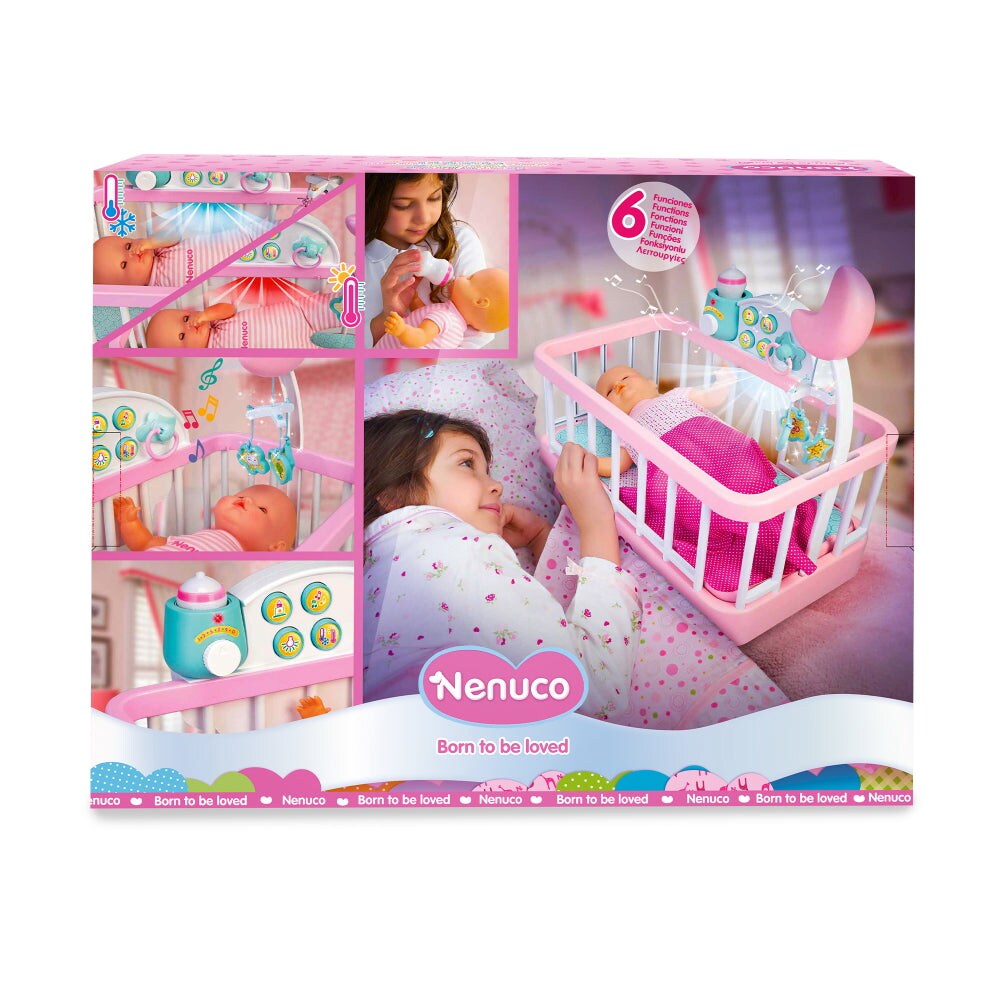 Nenuco Good Sleep Cradle with Baby Doll, Crib, and Accessories, 14&#x22; Doll