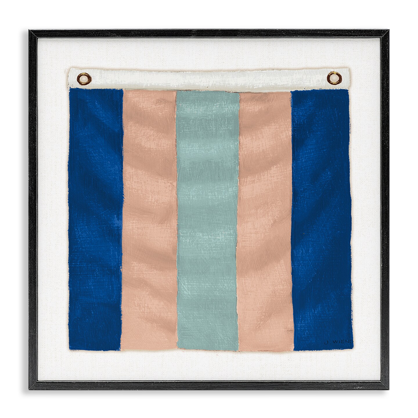 Stupell Industries Striped Nautical Flag Framed Giclee Wall Art Design by James Wiens