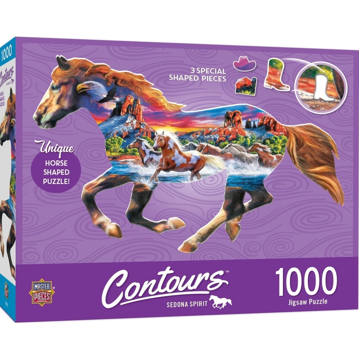 Contours Sedona Spirit 1000 Piece Wild Horse Shaped Jigsaw Puzzle Eco-Friendly