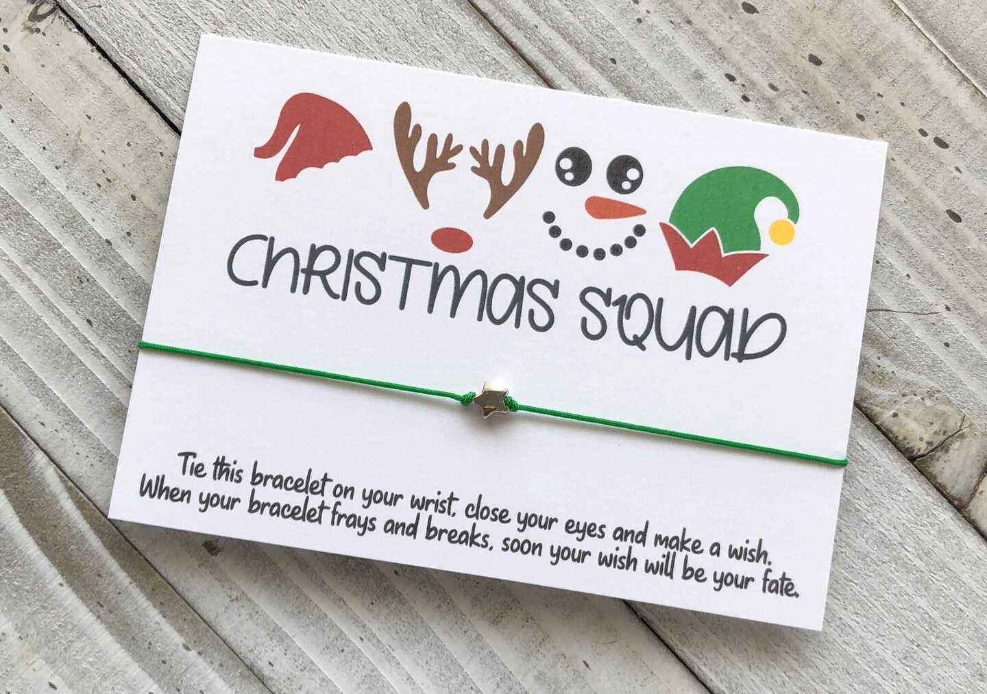 Christmas Squad Wish Bracelet Friends Christmas Gift Christmas Wish Bracelet With A Star Bead Wish Bracelet