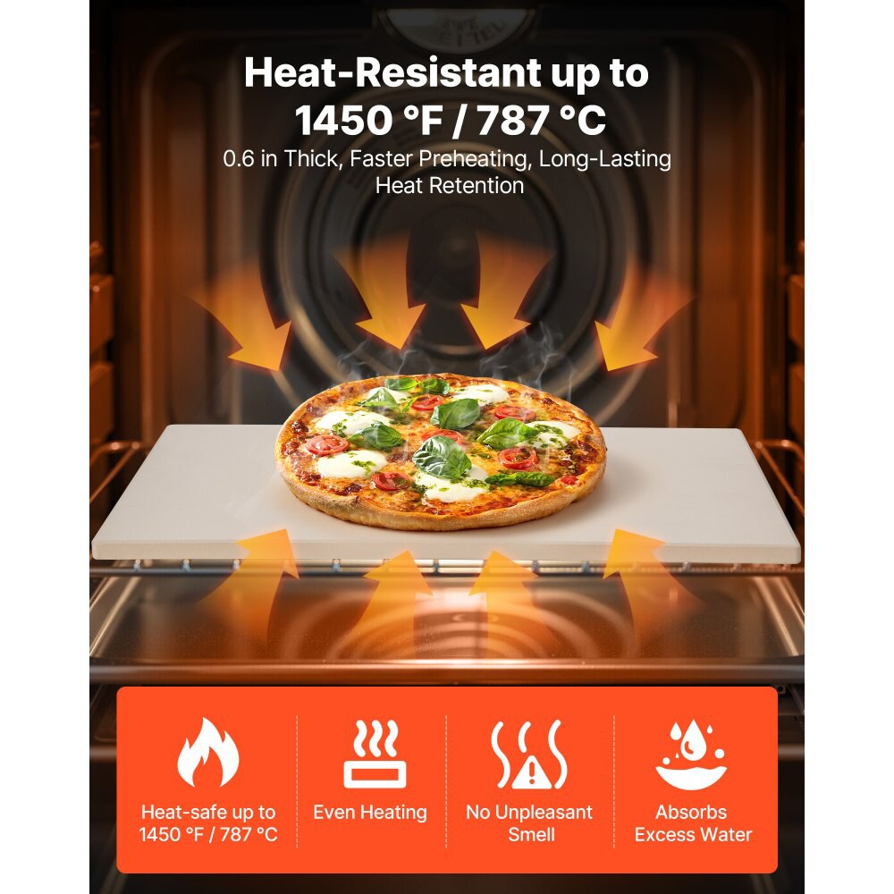 Rectangular 16x14 Pizza Stone Cordierite Thick Baking Stone Heat-Resistant for Oven & Grill