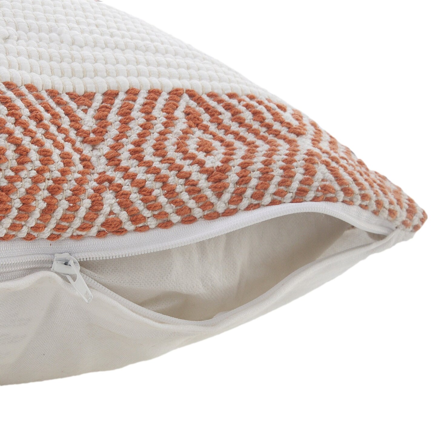 Edge Collections - 20" x 20" - Orange - Striped Decorative Pillow with Zipper - 1 Piece