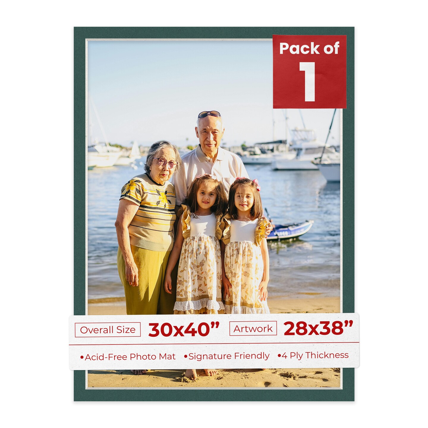 Forest Green Mat Board for 30x40 Frames - Fits 28x38 Photos, Color ...