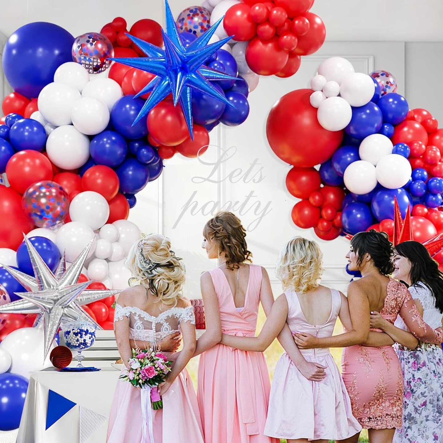 162-Piece Red, White & Blue Balloon Arch Kit – 4th of July Patriotic Balloon Garland with Star Balloons for Birthdays, Graduations, Weddings & Celebration Decorations