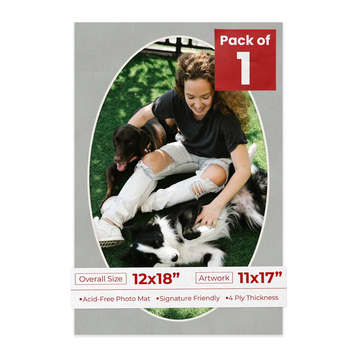 Light Grey Suede Mat Board for 12x18 Frames - Oval Opening for 11x17 Photos