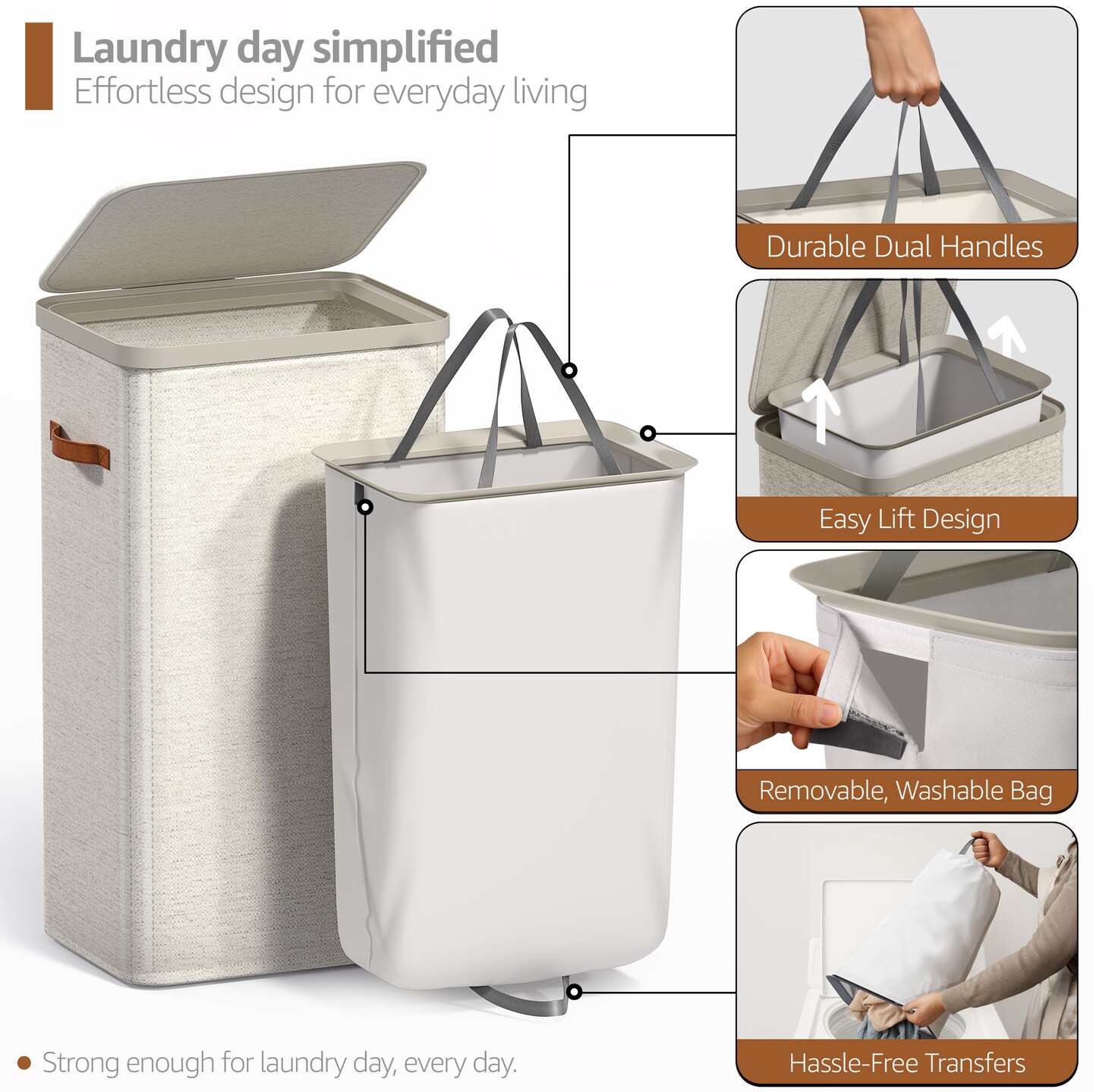 Sorbus Fabric Laundry Hamper - Collapsible Laundry Basket with Removable Laundry Bag