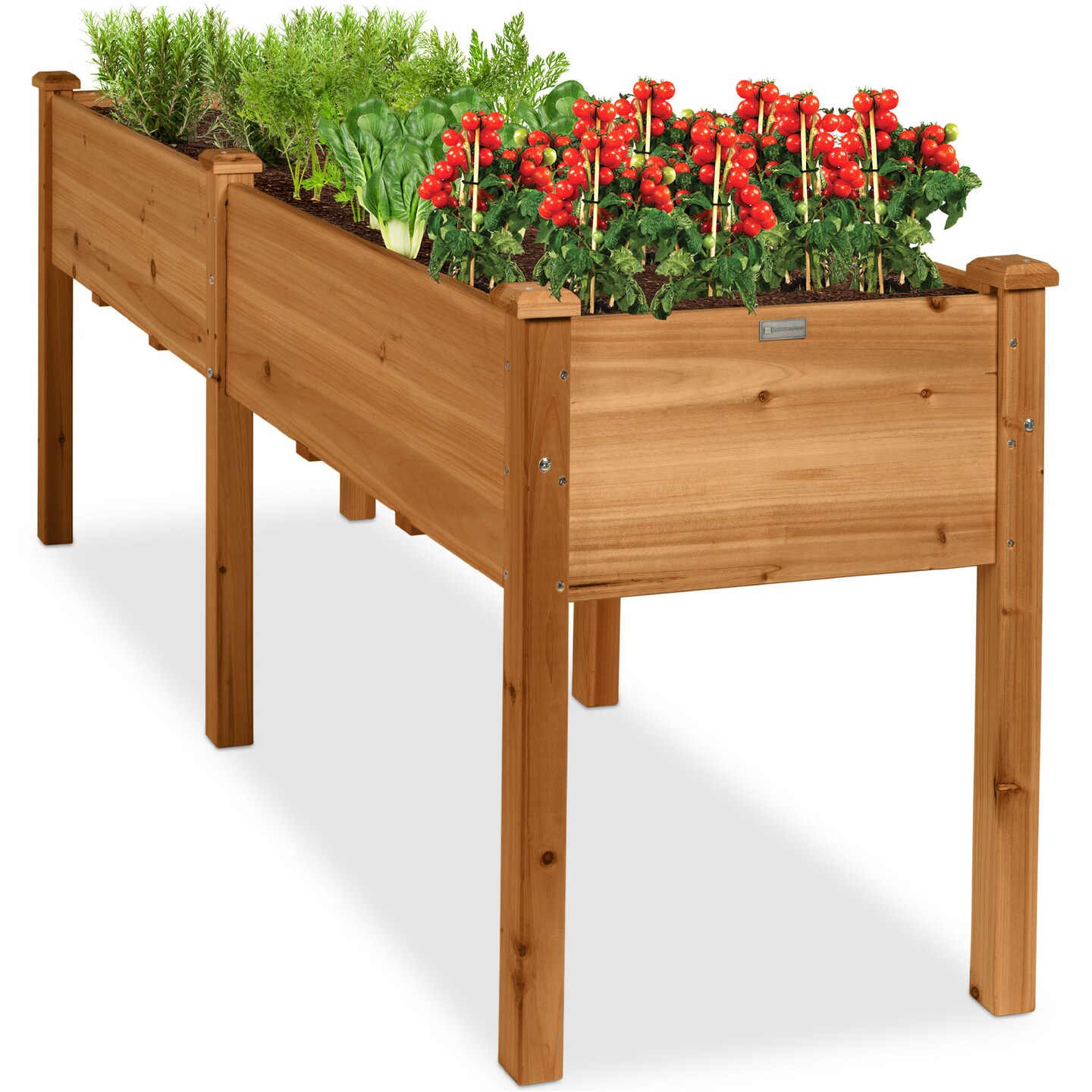 Best Choice Products 72x24x30in Raised Garden Bed, Elevated Wood Planter Box for Patio w/ Divider Panel