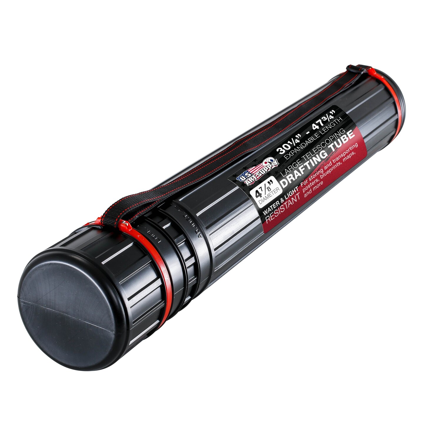 Large Poster Tube - Telescoping Adjustable 30-1/4" to 47-3/4" - Durable 4-7/8" Diameter Storage Tube - Art Poster Carrier Holder & Blueprint Storage Drafting Tube Travel & Protection