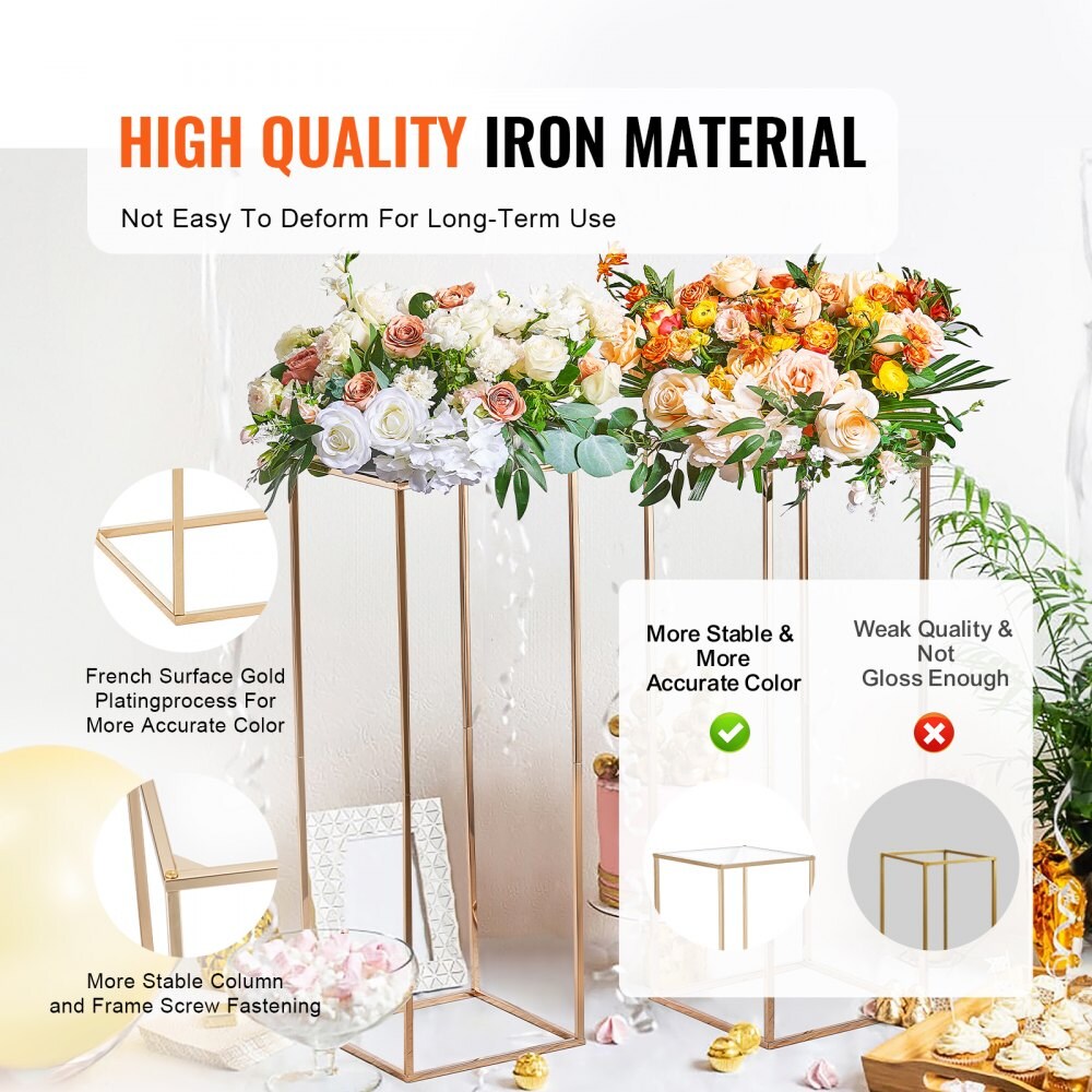 Gold Wedding Flower Stand 10PCS, 31.5" Acrylic Metal Centerpiece for Events