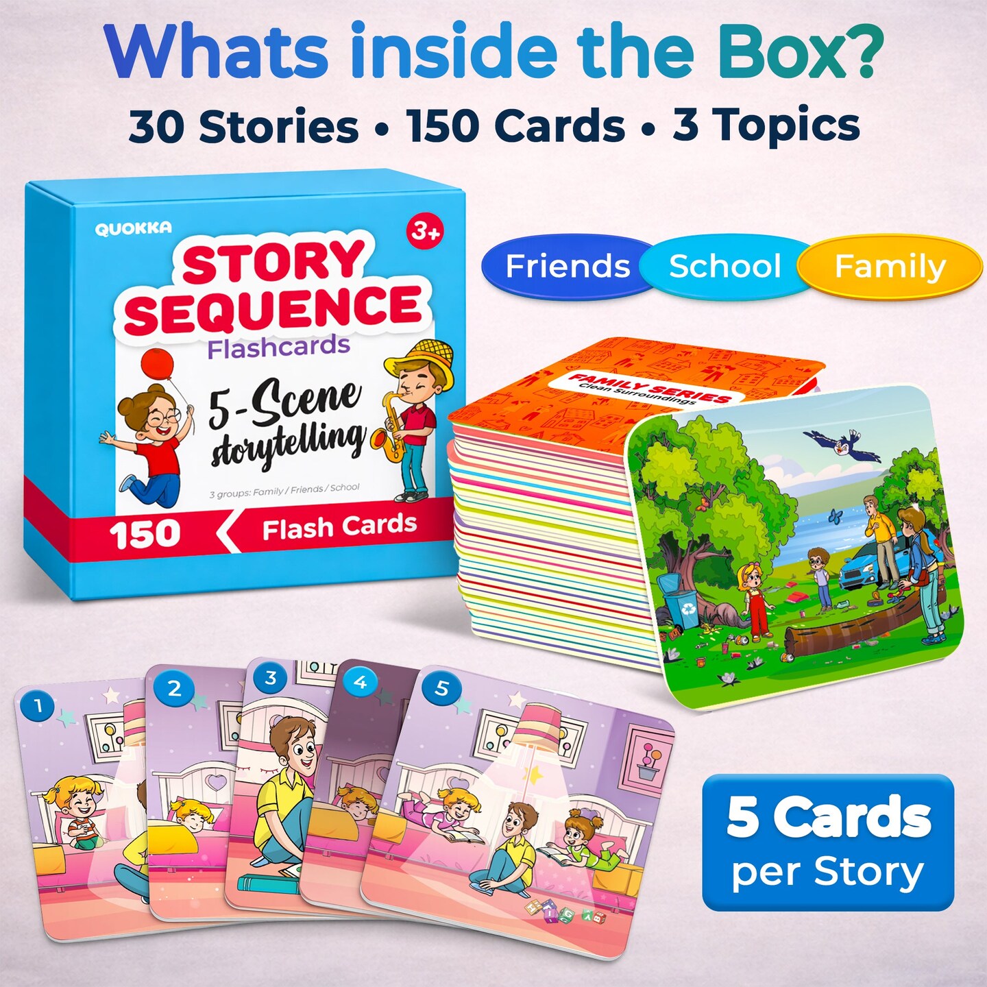 QUOKKA Sequence Speech Therapy Toys for Toddlers 3-4 - Autism Learning Materials Toys for Kids 5-7 | Create a Story Cards | Sentence Building | ABA Therapy | Social Skills | Storytelling Picture Game