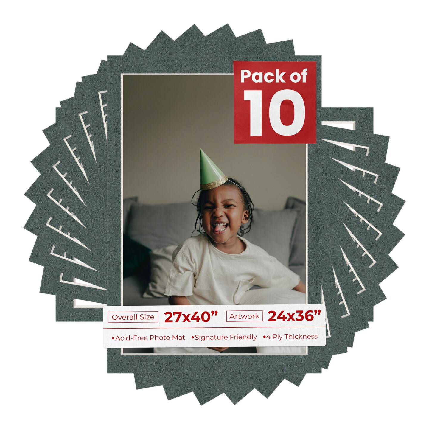 Dark Grey Suede Mat Board for 27x40 Frames - Fits 24x36 Photos