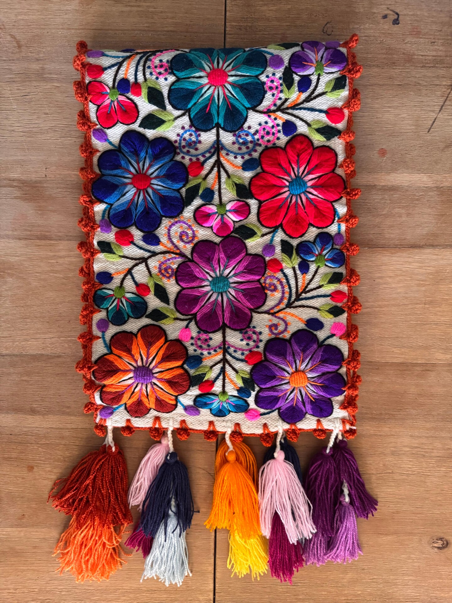 Hand-Embroidered Peruvian Table Runner | One of a Kind Andean Folk